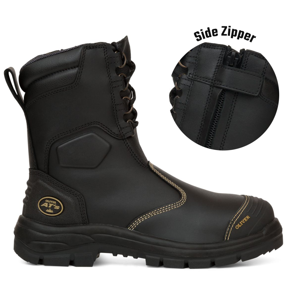 200MM HI-LEG BLACK ZIP SIDED BOOT| AT 55 Series | Oliver