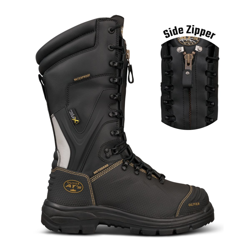 350mm Black Lace In Zip Mining Boot AT 65 Series Oliver Footwear