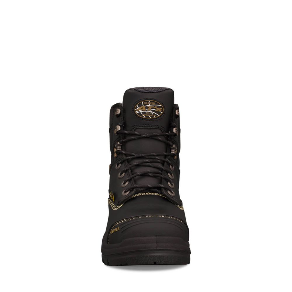 150mm Black Lace Up Met Boot | AT 55 Series | Oliver Footwear